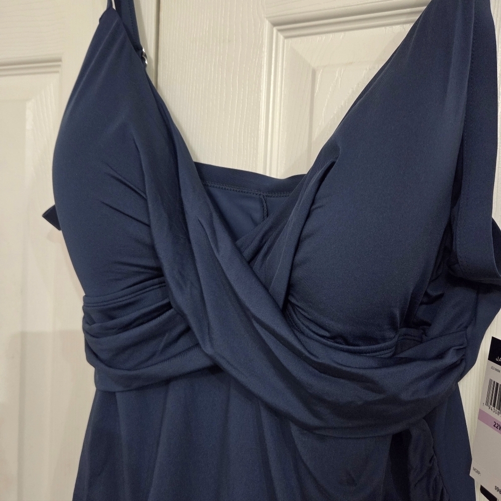 New Jantzen Blue One Piece Swimsuit Size 22 - Picture 2 of 13